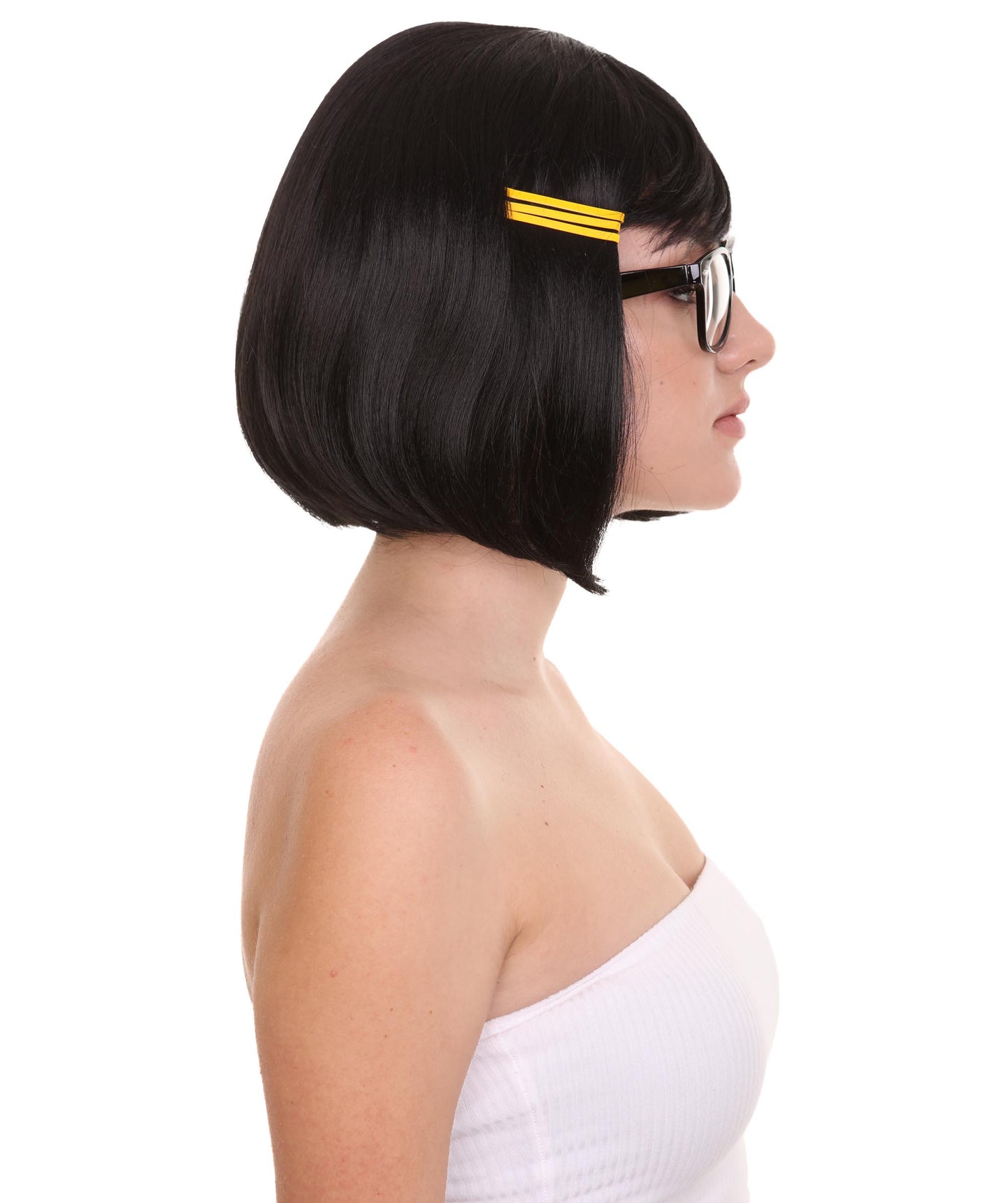 ボブズバーガー ティナ バルチャー ブラックウィッグ & グラスセット H-4557 TV/映画ウィッグ プレミアム通気性キャップレスキャップ