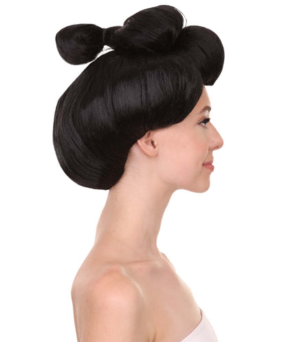プレミアムハロウィンパーティー 女性 H-5389 ショートレングス アップド ハロウィン アニメーションゲイシャウォリアーウィッグ ブラック