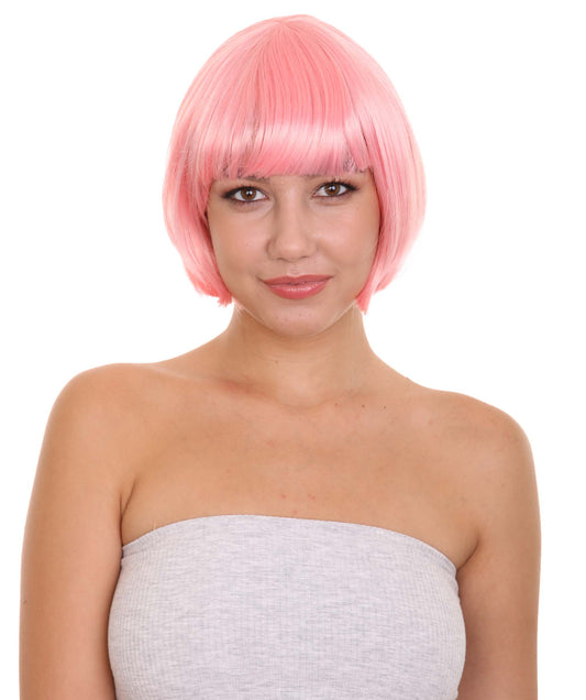 ショートボブコーラル女性用ウィッグコレクション H-3285 パーティー準備完了の華やかなコスプレハロウィンウィッグ プレミアム通気性のあるキャップレスキャップ