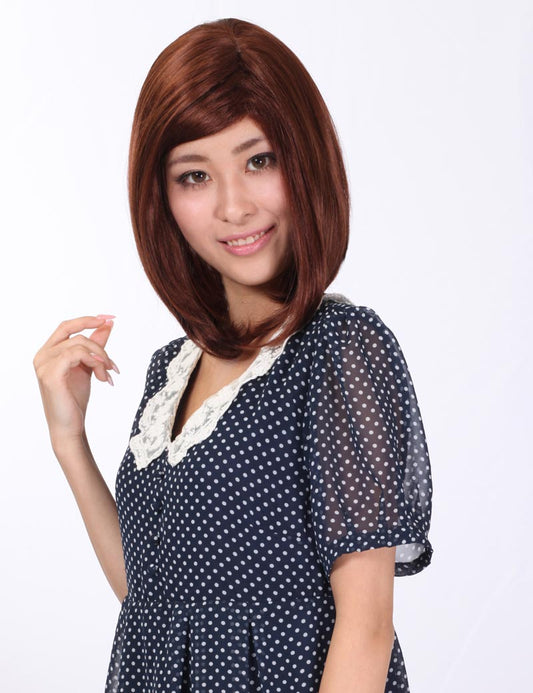 女性用 ナチュラル風ミディアムストレートボブウィッグサイドパート