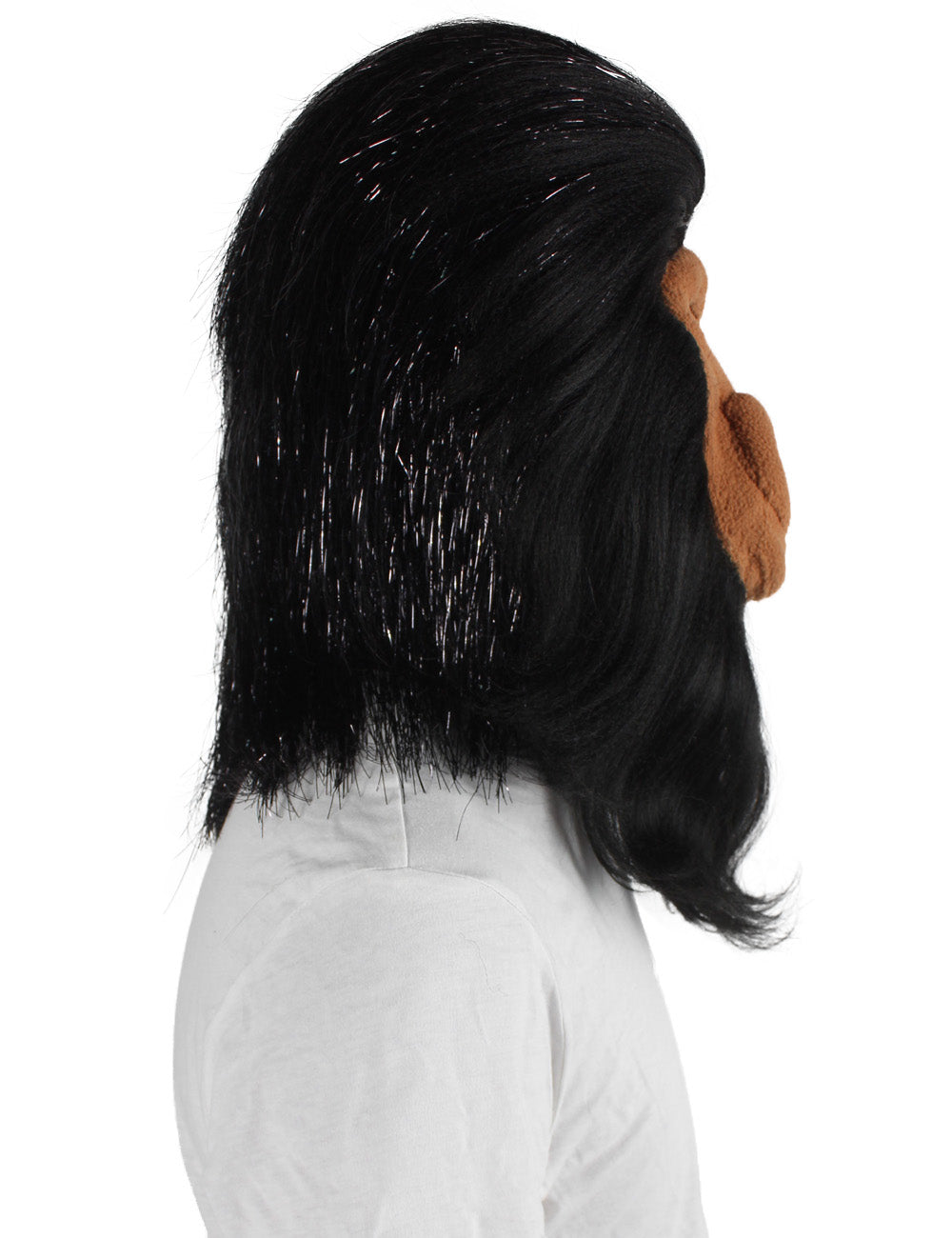 ハロウィンパーティープレミアムメンズ H-5647-BLK ヘアリーユニセックスエイプティンセルマスクのみ 黒色 軟らかい合成繊維