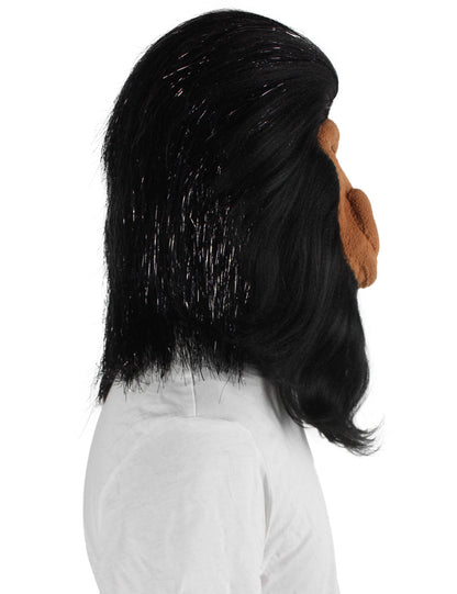 ハロウィンパーティープレミアムメンズ H-5647-BLK ヘアリーユニセックスエイプティンセルマスクのみ 黒色 軟らかい合成繊維