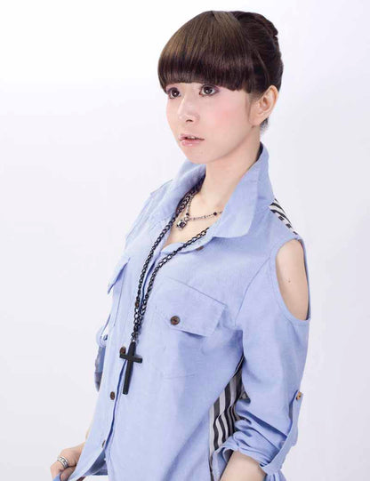 重めのパッツン前髪で目力UPも期待大どのお洋服にも合いそうな定番スタイルです W-8108