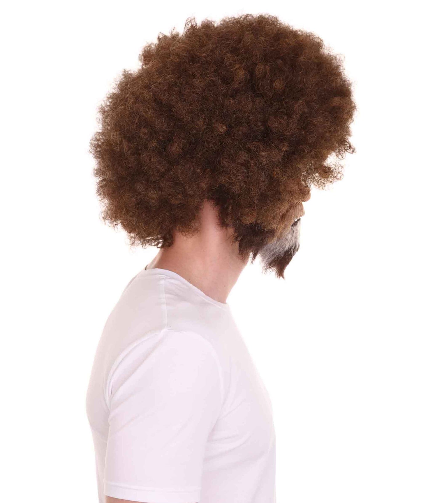 ハロウィンパーティ プレミアム男性用 H-4270 ボブ・ロス アフロウィッグ 顔ひげセット付き