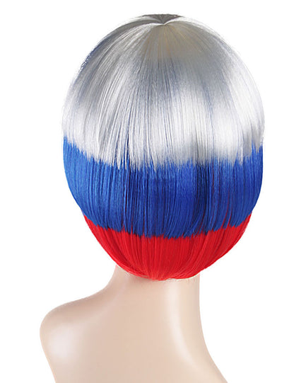 ハロウィンパーティープレミアムレディース Flag-002 ボブウィッグ マルチカラー ファンシーキャラクターファッションウィッグ ソフト合成繊維