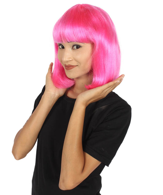 ピンク ボブ 女性用ウィッグ H-3579 パーティー準備済み ファンシーコスプレハロウィンウィッグ プレミアム 通気性の良い キャップレスキャップ