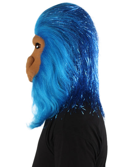 ハロウィンパーティープレミアムメンズ H-5647-BL ヘアリーユニセックスエイプティンセルマスクのみ 青 軟らかい合成繊維