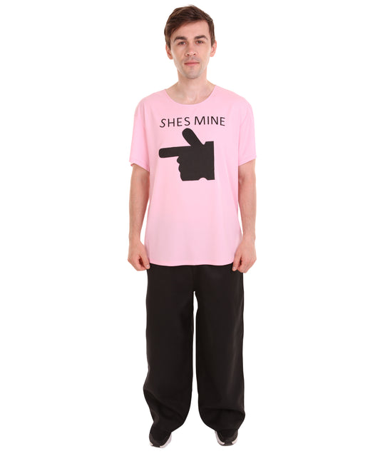 大人向け女性用 JCO-168_4 バレンタインデー ライトピンク マッチング カップル "He's Mine" Tシャツ コスプレ コスチュームコレクション