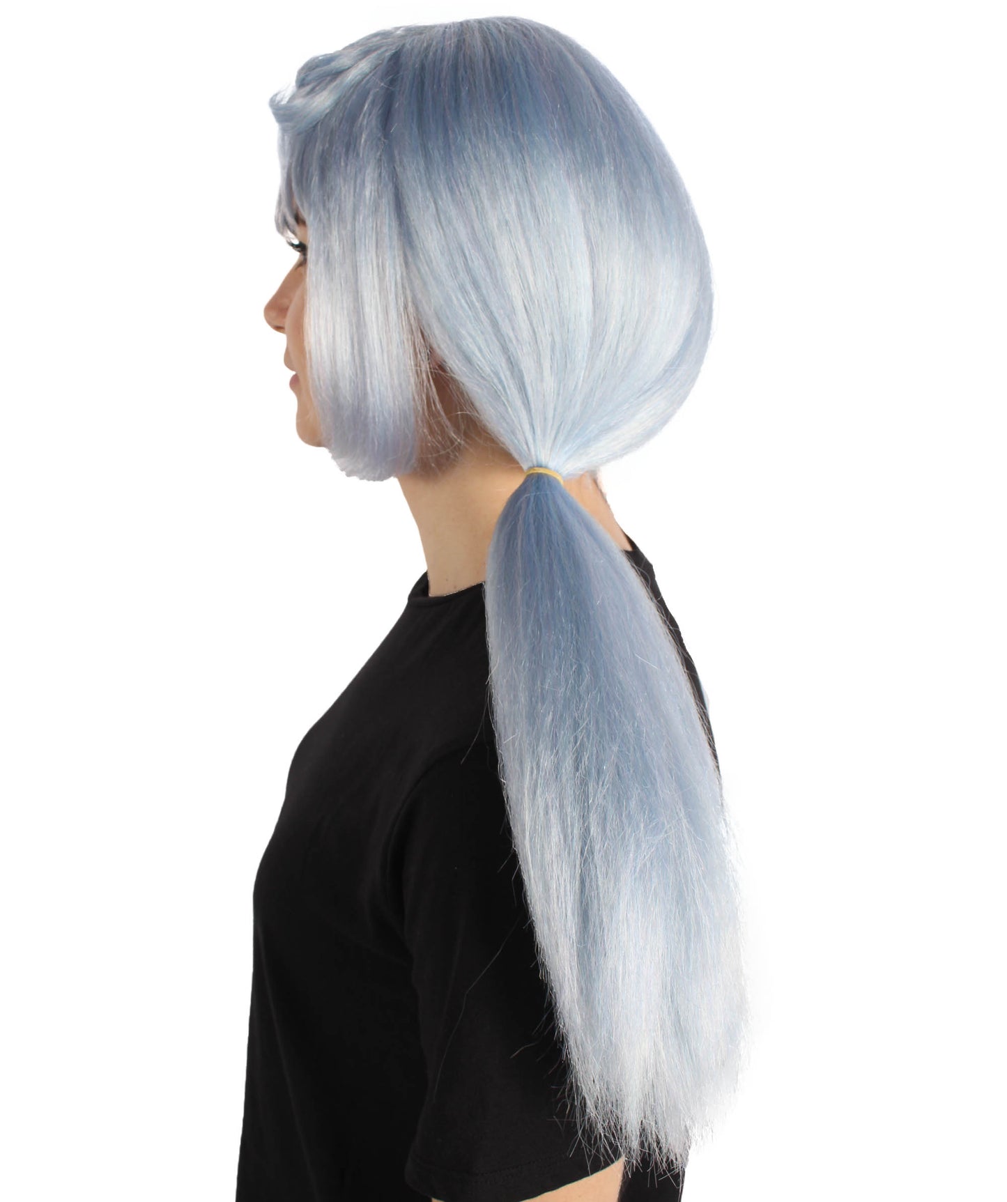 Wigs2you H-6914 大人用レディース ロング ライトブルー ストレート ポニーテール ゲーミング コスプレウィッグ｜ハロウィンに最適｜難燃性合成繊維