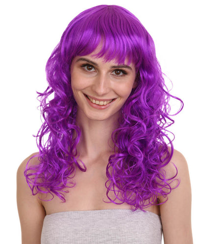 Wigs2you ハロウィンパーティー プレミアム レディース H-1028 着用しやすい ベラウィッグ ネオンパープルカラー