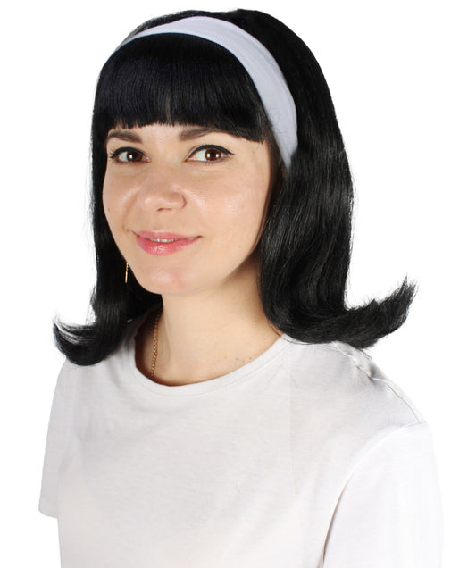 女性 ブラック ストレート ショルダーレングス 50's フリップウィッグ H-5364 プレミアムハロウィンウィッグ