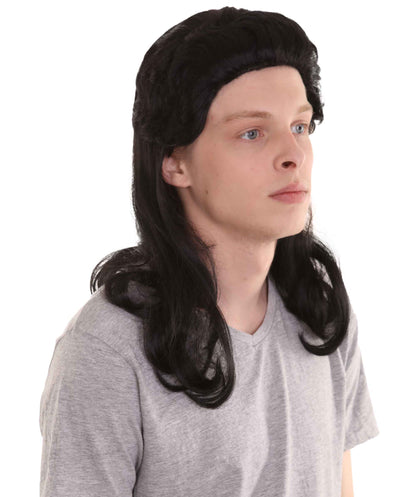 ハロウィンパーティー プレミアム 男性用 H-2260 80年代 マレット ブラック ウィッグ