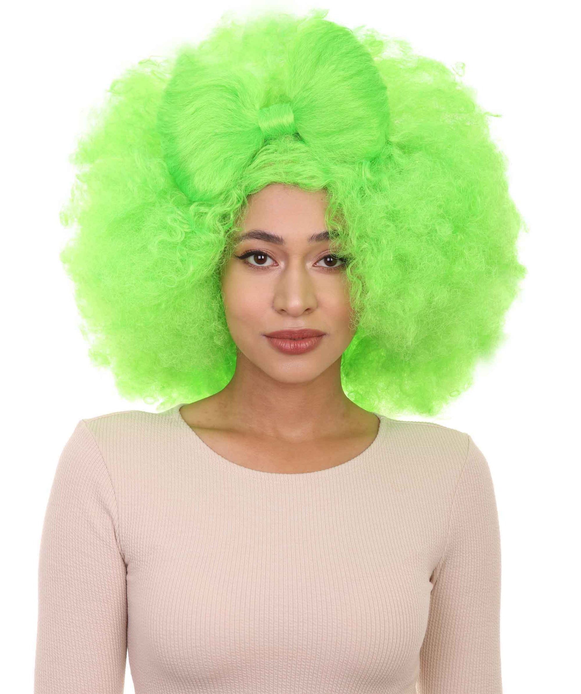 Wigs2you ハロウィン パーティー プレミアム レディース H-1238 着けやすい 快適なフィット感 ライム アフロ スモール ボウウィッグ