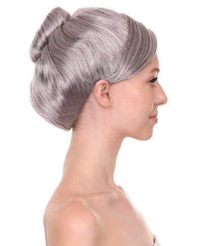 コスプレ用ウィッグ Mrs Zimmermann H-3832 グレー おばあちゃんのヘアバン付きウィッグ プレミアム 通気性の良い キャップレスキャップ