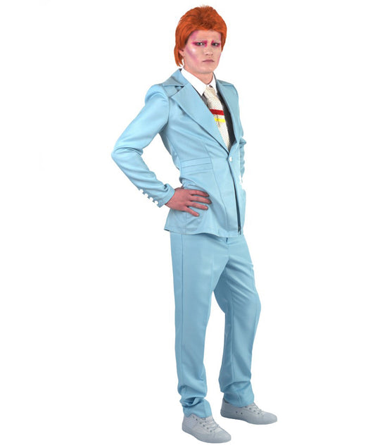 男性用 JCP-002 70'sロックスター スーツ コスチューム ディッキーとタイ付き プレミアム ライトブルー ハロウィンコスチューム