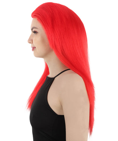 女性用ロングストレートサイドパートコスプレウィッグ レッド H-5220_1 ファンシースタイル プレミアムハロウィンパーティーウィッグコレクション
