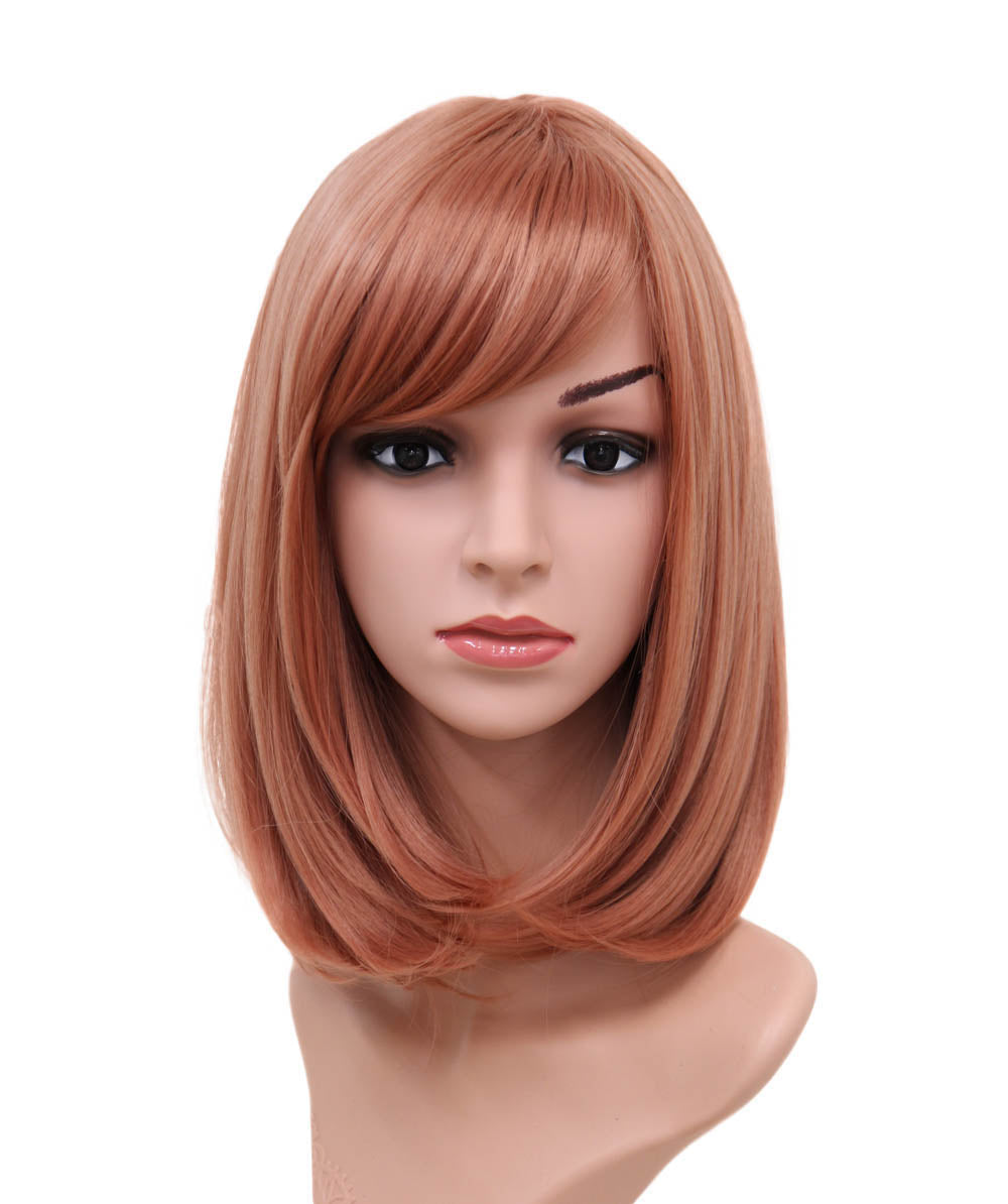 Wigs2You ミディアムストレートウィッグ サイドバング付き フルウィッグ 耐熱ファイバー製 コスプレ・イベント用 - サンディブラウン C-069