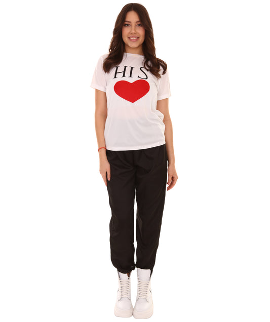 大人向け女性用 JCO-151 バレンタインデー マッチング カップル Tシャツ ホワイト コスプレ コスチューム