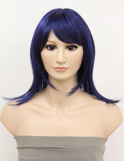 ハロウィンパーティープレミアムレディース W-303 ミッドナイトブルーミックス ファンシーキャラクターファッションウィッグ ソフト合成繊維