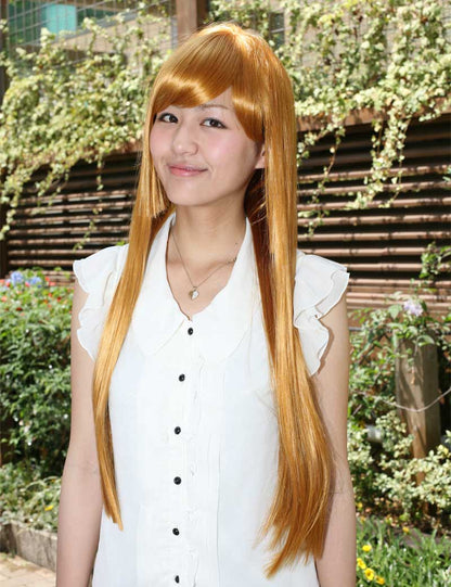 レディースファッション W-312 ロングストレート ゴールデン コスプレウィッグ