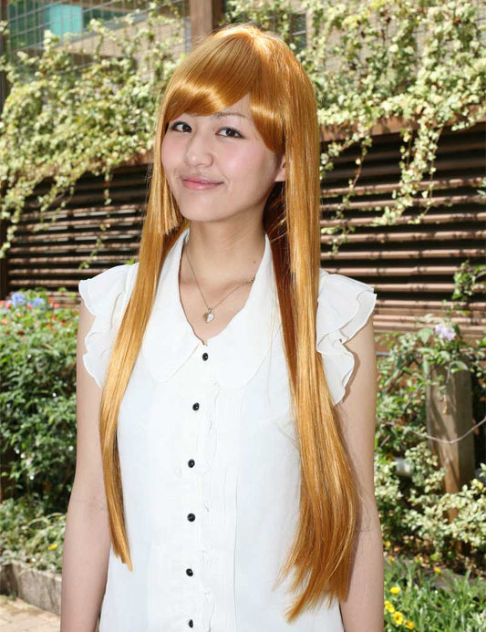レディースファッション W-312 ロングストレート ゴールデン コスプレウィッグ
