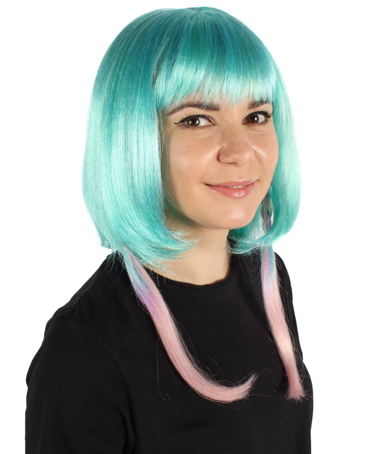Wigs2you H-6924 前髪付きレディースウェーブブルーボブウィッグ｜コスプレに最適｜難燃性合成繊維