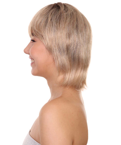 プレミアムハロウィンパーティーレディ H-5475 ミディアムレングス ブラウン セレブリティシンガーマレットウィッグ ブラウン