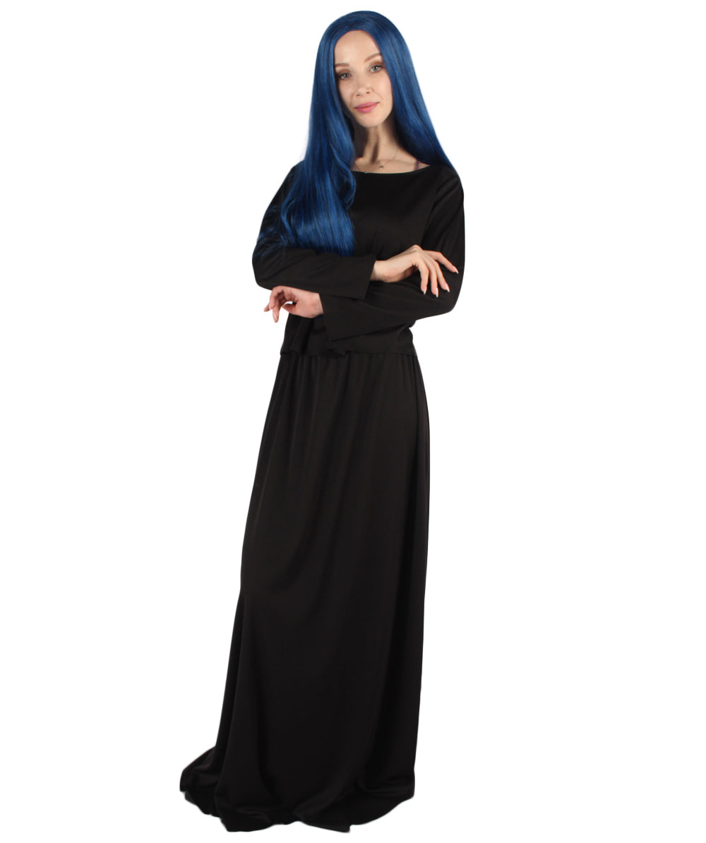 女性用 JCP-066_2 シンプル ブラック ドレス ハンドメイド コスプレ コスチューム バッグとボンネット付き