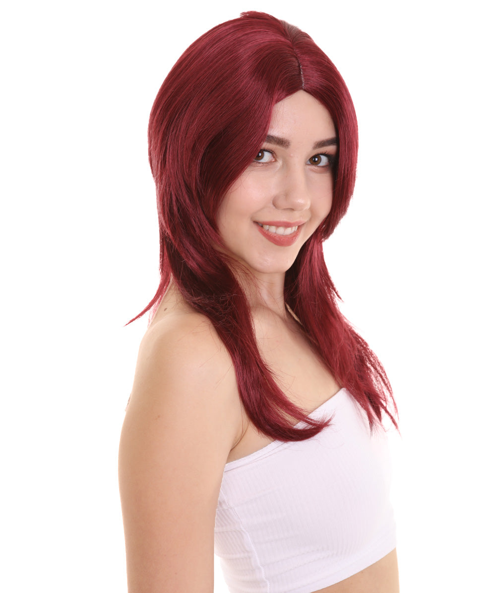 Wigs2you ハロウィンパーティー プレミアム レディース H-929 3レイヤーのパーティーガールウィッグ バーガンディカラー