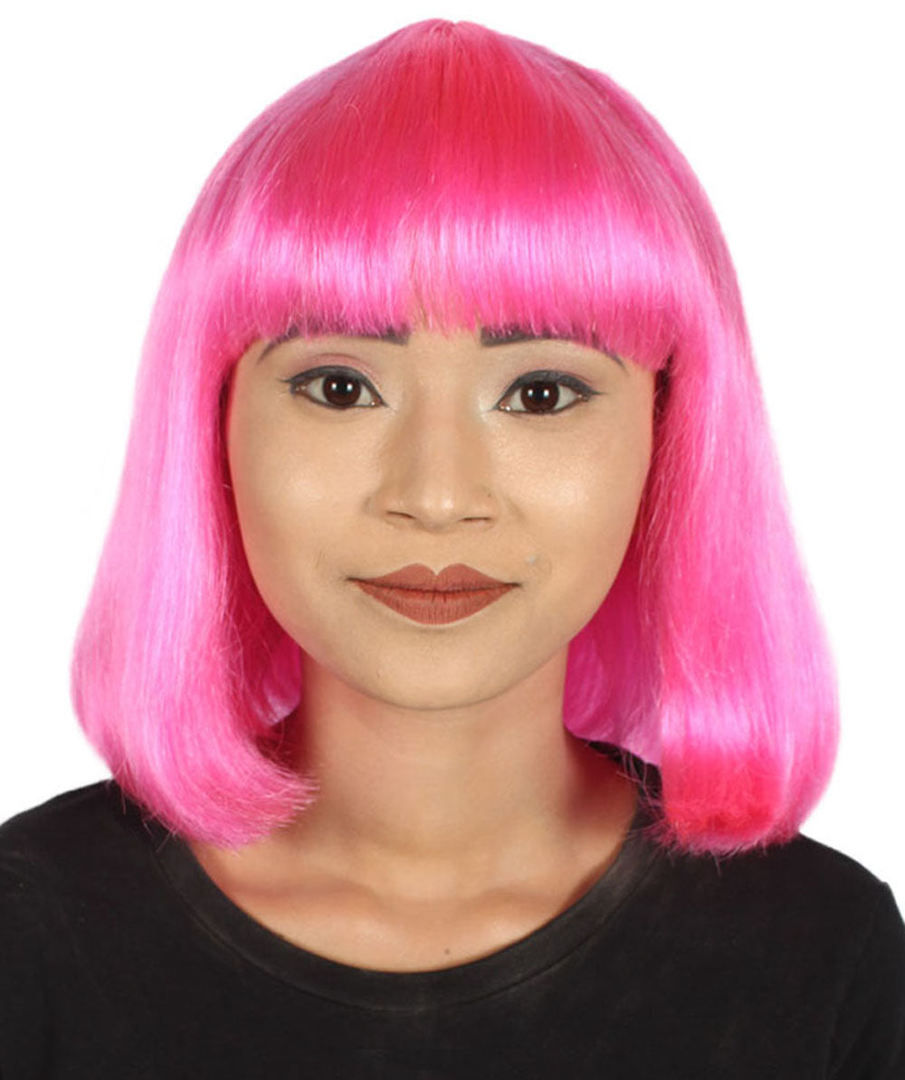 ピンク ボブ 女性用ウィッグ H-3579 パーティー準備済み ファンシーコスプレハロウィンウィッグ プレミアム 通気性の良い キャップレスキャップ