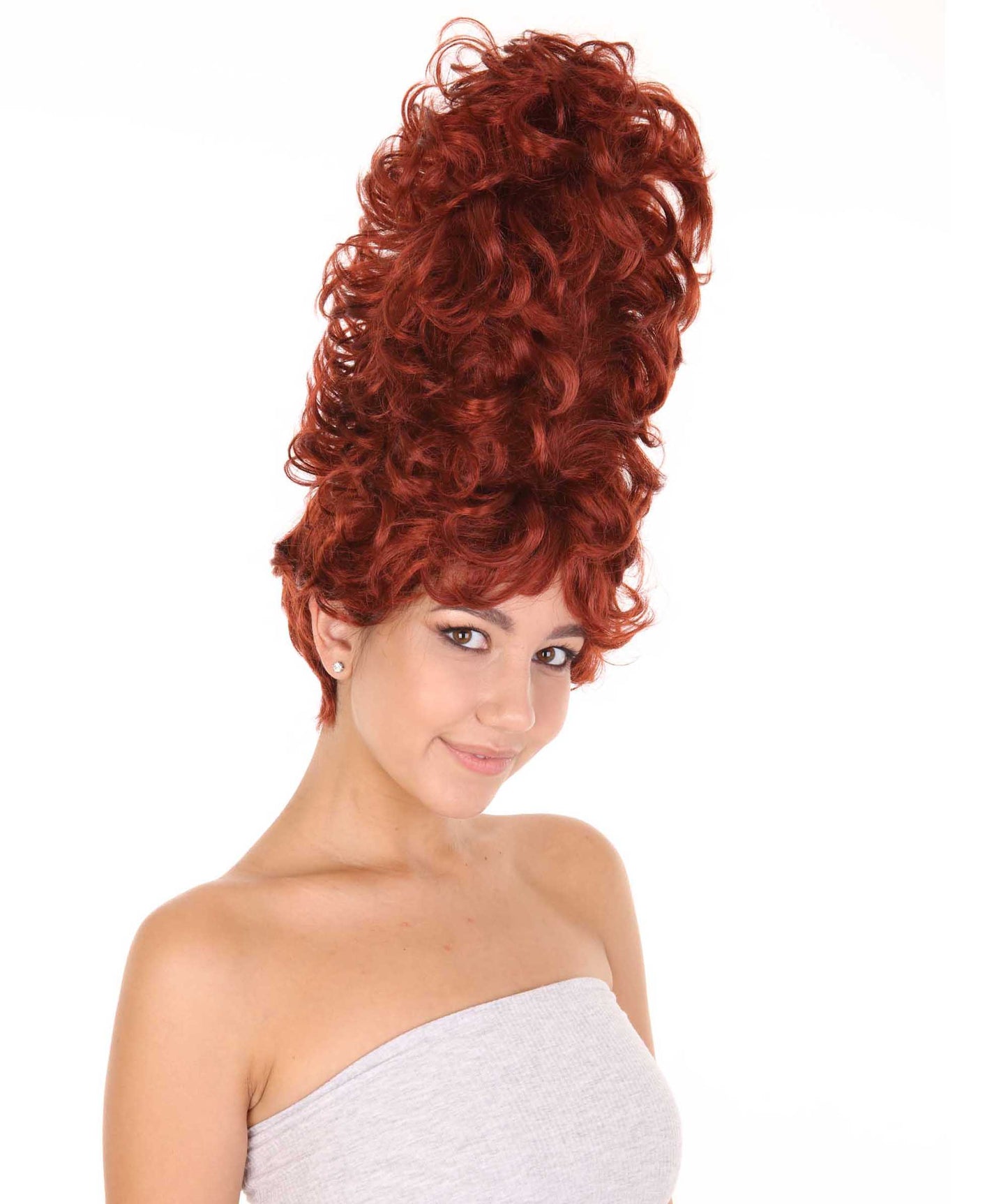 レディース ジャイアントビーハイブブラウンウィッグ H-4197 ヴィンテージウィッグ プレミアム通気性キャップレスキャップ