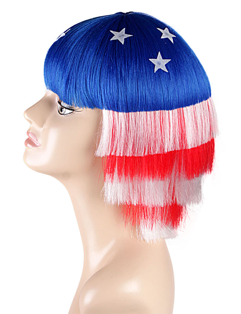 ハロウィンパーティープレミアムレディース Flag-002 ボブウィッグ マルチカラー ファンシーキャラクターファッションウィッグ ソフト合成繊維