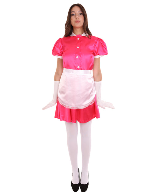 大人用女性の JCO-328_13 フレンチエプロンメイド制服 ピンク コスプレコスチューム