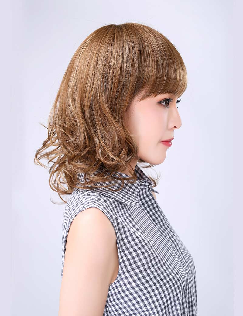 耐熱商品 | ミディアムウィッグ | エアリーカールで女子力UPする人気スタイル | アレンジ自由 | ウィッグネット付き W-160