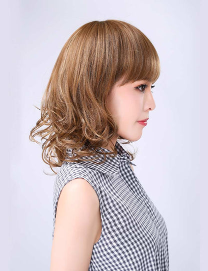 耐熱商品 | ミディアムウィッグ | エアリーカールで女子力UPする人気スタイル | アレンジ自由 | ウィッグネット付き W-160
