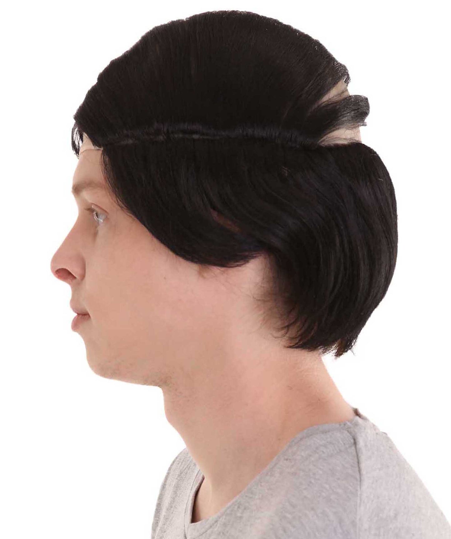 Wigs2you ハロウィンパーティープレミアム H-2145 コンボーバルド男性ブラックウィッグ あなたのためにカスタマイズ 男性の髪の部分の調整プロセス