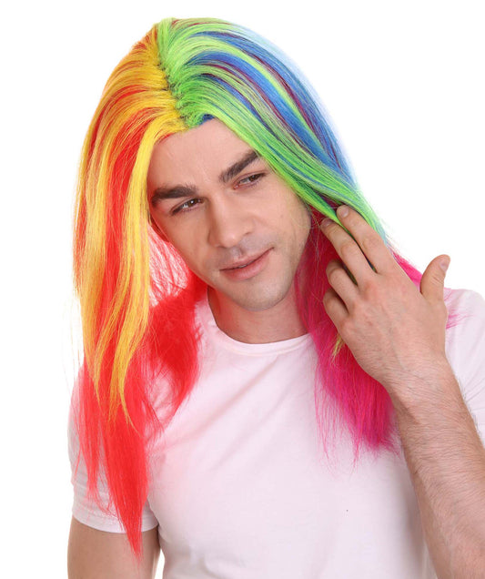 ハロウィンパーティ プレミアム 男性用 H-4413 6ix9ine ダニエル・ヘルナンデス レインボーロングストレートウィッグ