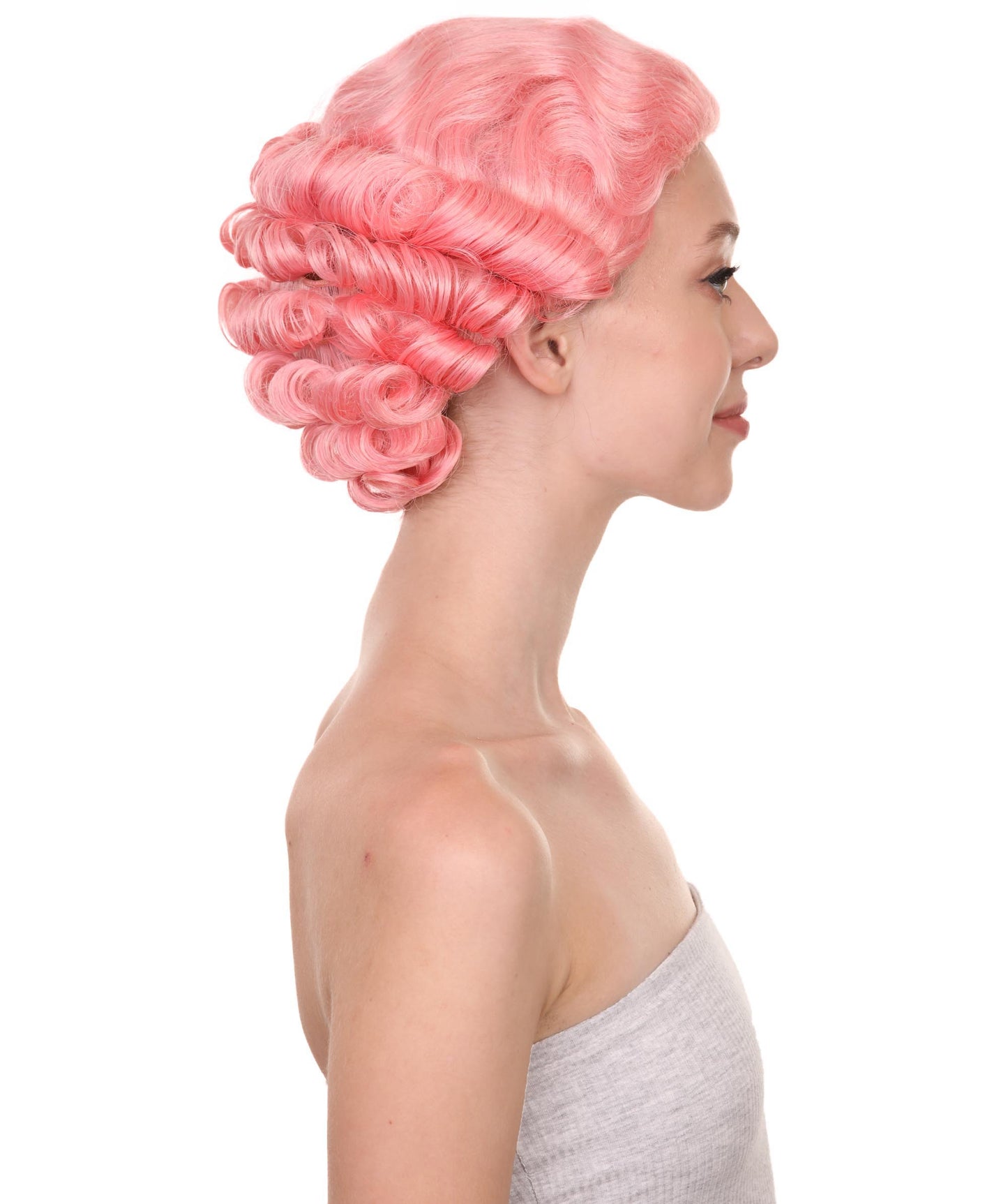フレンチー グリース ピンクウィッグ H-4546 プレミアム通気性キャップレスキャップ