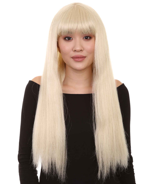 ハロウィンパーティープレミアムレディース H-3123 ロングストレートコスプレブロンドウィッグ ホラーゴーストハロウィンウィッグ プレミアム通気性キャップレスキャップ