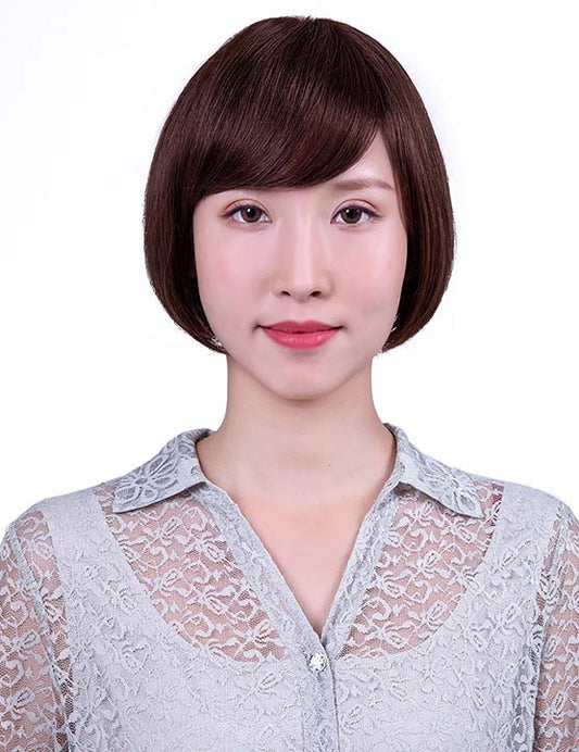 30歳〜40歳 若者の短い HT-022 100% ヒューマンヘア ナチュラルエレガンス ハンドタイド ヒューマンヘア束