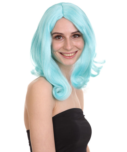 Wigs2you ハロウィン パーティー プレミアム レディース H-1278 簡単に着用でき、快適なフィット感、ライト ブルー ページボーイ ウィッグ