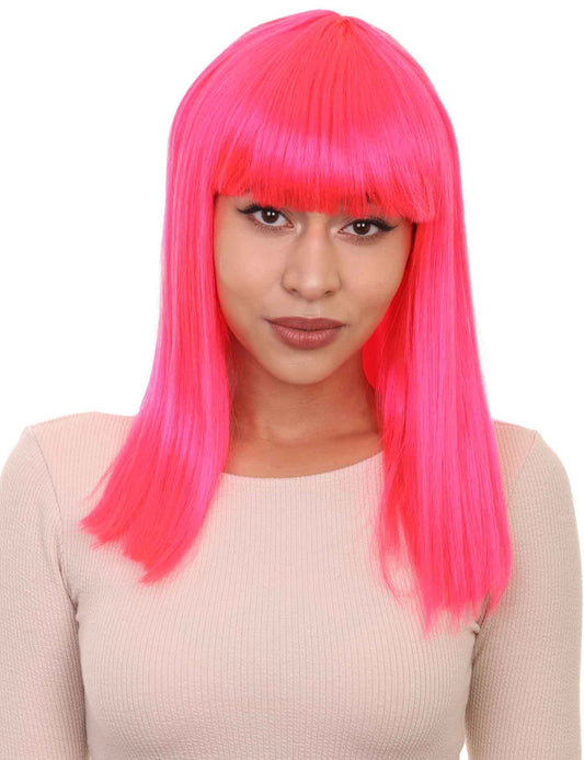 Wigs2you ハロウィン パーティー プレミアム レディース H-1392 簡単装着 快適フィット ロングボブ ネオンピンクウィッグ