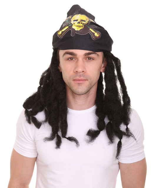 Wigs2you ハロウィンパーティ プレミアムメンズ パイレートディープブラックカラーウィッグ H-320