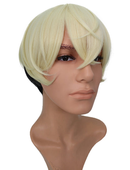 メンズファッション C-095 ショート C-プラチナブロンド/ブラック コスプレヒートスタイラブルウィッグ