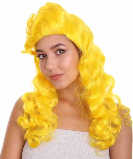 ハロウィンパーティ プレミアム H-5231 女性用 ロングレングス サイドパート イエローウェービーコスプレウィッグ イエロー