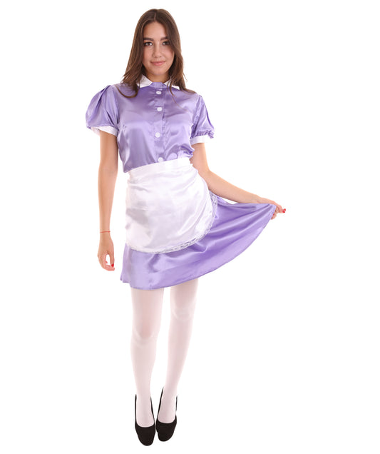 大人用女性の JCO-328_15 フレンチエプロンメイド制服 ミディアムパープル コスプレコスチューム