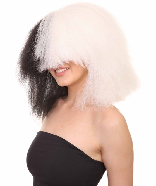 Wigs2you ハロウィンとパーティー プレミアム レディース H-493 SIA ブラックとホワイト ウィッグ 特大