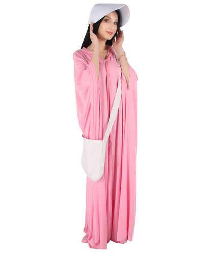 女性用 JCP-068_7 ピンク ローブ ハンドメイド コスプレ衣装とバッグ ボンネット付き