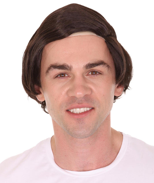 Wigs2you ハロウィンパーティープレミアム H-2146 コンボーバルド男性ダークブラウンウィッグ あなたのためにカスタマイズ 男性の髪の部分の調整プロセス