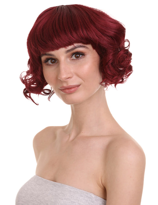 Wigs2you ハロウィン パーティー プレミアム レディース H-1343 着けやすい 快適なフィット感 カーニバル バーガンディ ウェーブのかかったウィッグ